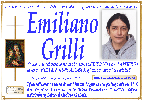 manifesto funebre di Grilli Emiliano
