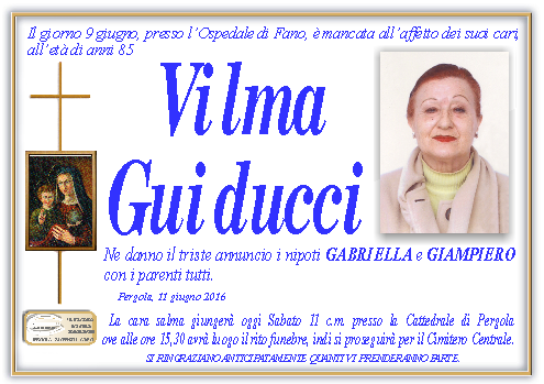 manifesto funebre di Guiducci Vilma