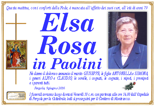manifesto funebre di Rosa Elsa