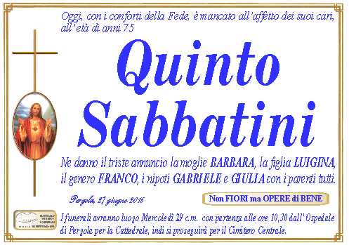 manifesto funebre di Sabbatini Quinto