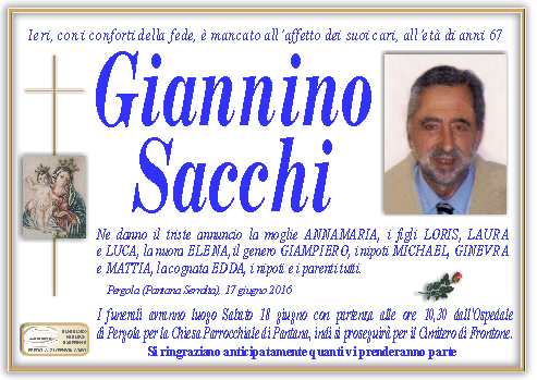 manifesto funebre di Sacchi Giannino