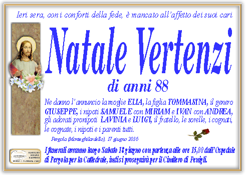 manifesto funebre di Vertenzi Natale