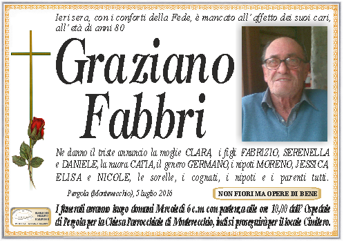 manifesto funebre di Fabbri Graziano