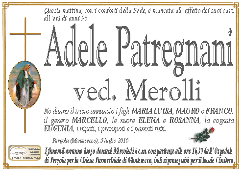 manifesto funebre di Patregnani Adele