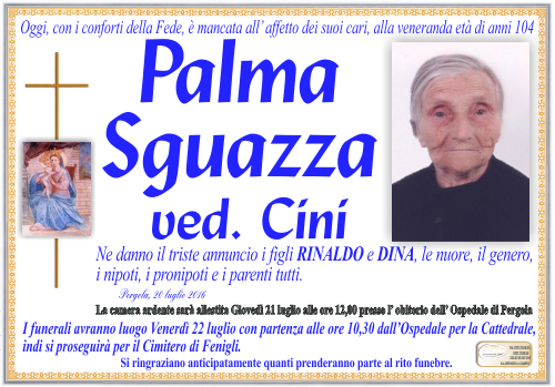 manifesto funebre di Sguazza Palma