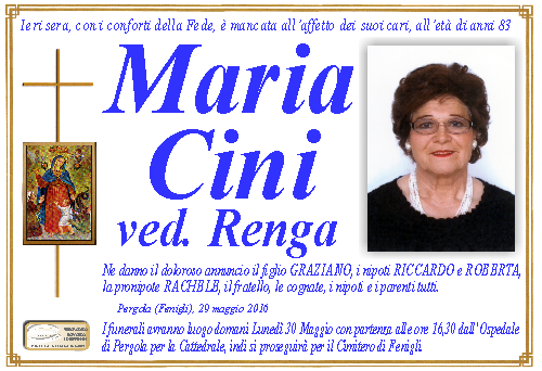 manifesto funebre di Cini Maria
