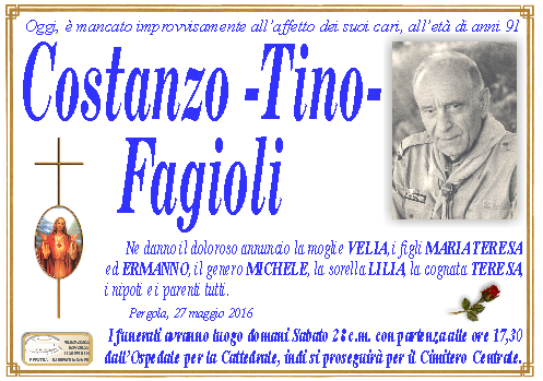 manifesto funebre di Fagioli Costanzo