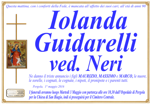 manifesto funebre di Guidarelli Iolanda