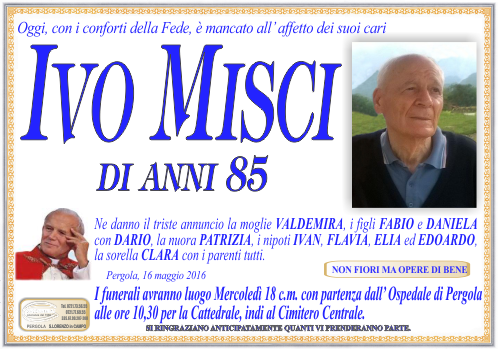 manifesto funebre di Misci Ivo