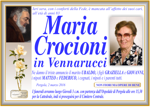 manifesto funebre di Crocioni Maria