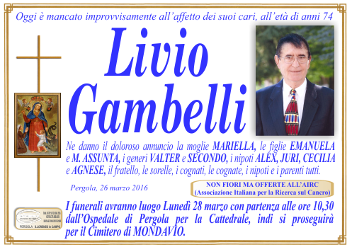 manifesto funebre di Gambelli Livio