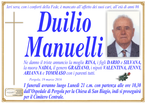 manifesto funebre di Manuelli Duilio