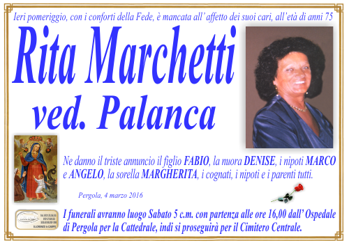 manifesto funebre di Marchetti Rita