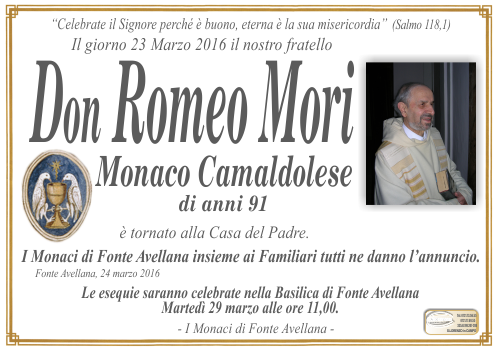 manifesto funebre di Mori Romeo