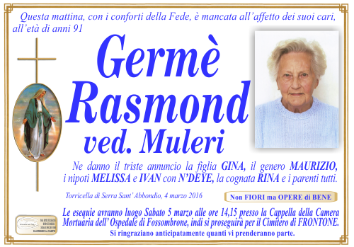 manifesto funebre di Rasmond Germe