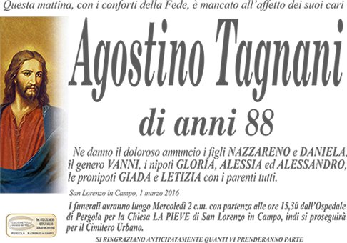 manifesto funebre di Tagnani Agostino