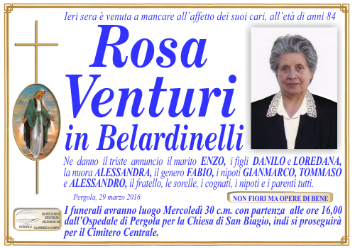 manifesto funebre di Venturi Rosa