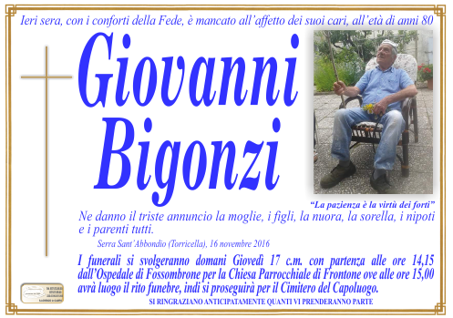 manifesto funebre di Bigonzi Giovanni