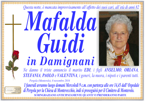 manifesto funebre di Guidi Mafalda