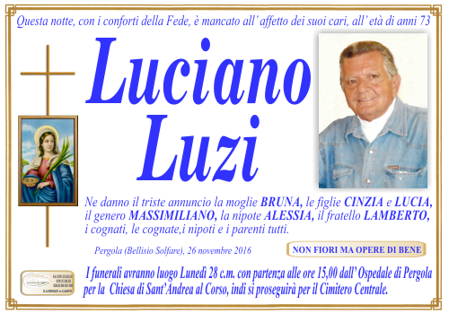 manifesto funebre di Luzi Luciano