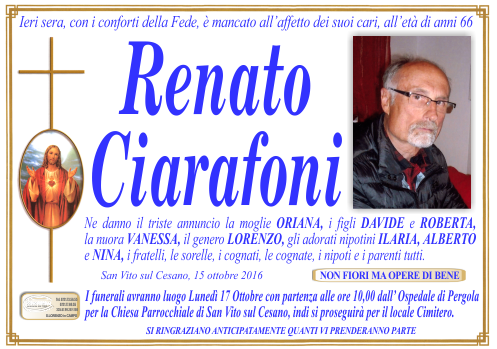 manifesto funebre di Ciarafoni Renato