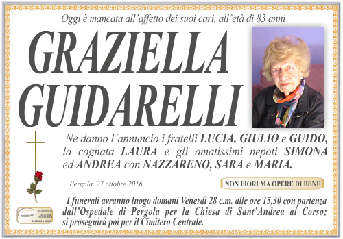 manifesto funebre di Guidarelli Graziella