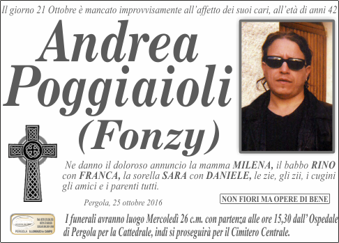 manifesto funebre di Poggiaioli Andrea