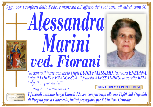 manifesto funebre di Marini Alessandra