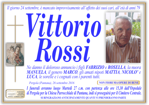 manifesto funebre di Rossi Vittorio