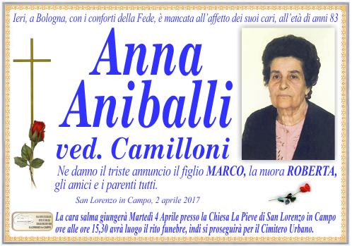 manifesto funebre di Aniballi Anna