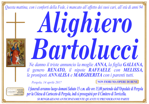 manifesto funebre di Bartolucci Alighiero