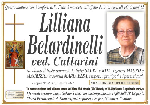 manifesto funebre di Belardinelli Lilliana