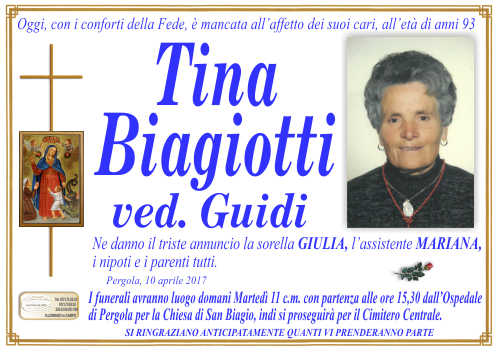 manifesto funebre di Biagiotti Tina