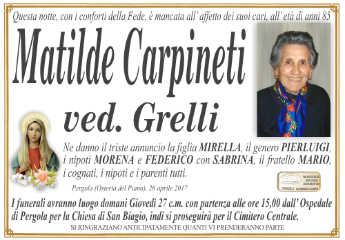 manifesto funebre di Carpineti Matilde