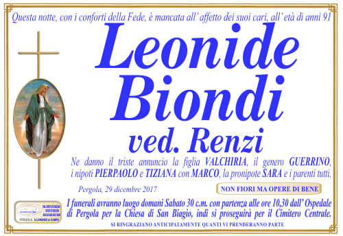 manifesto funebre di Biondi Leonide