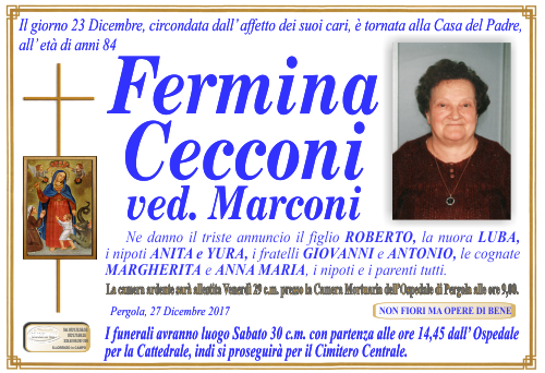 manifesto funebre di Cecconi Fermina