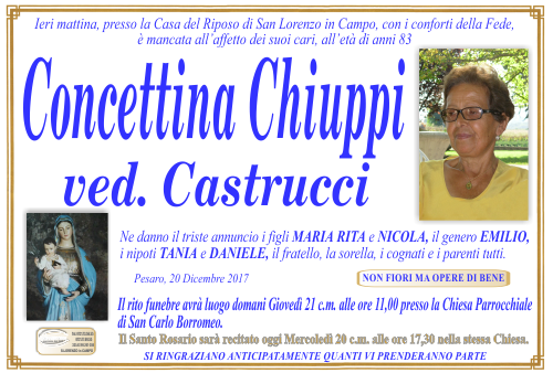 manifesto funebre di Chiuppi Concettina