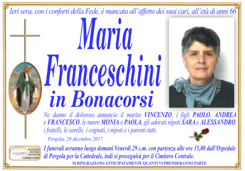 manifesto funebre di Franceschini Maria