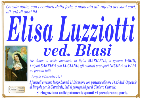 manifesto funebre di Luzziotti Elisa