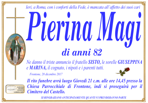 manifesto funebre di Magi Pierina