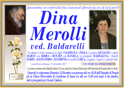 manifesto funebre di Merolli Dina