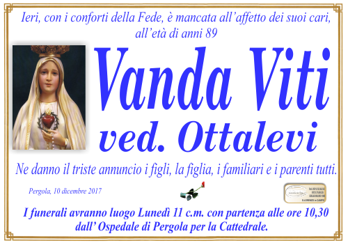 manifesto funebre di Viti Vanda