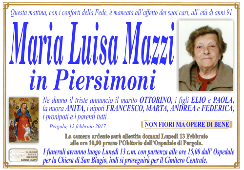 manifesto funebre di Mazzi Maria Luisa