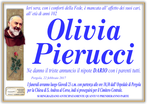 manifesto funebre di Pierucci Olivia