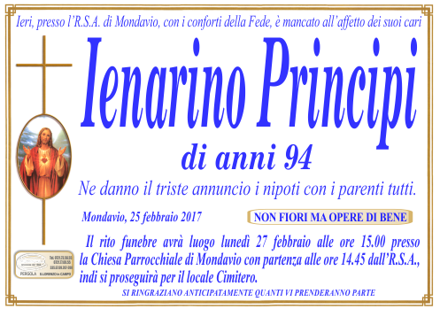 manifesto funebre di Principi Ienarino