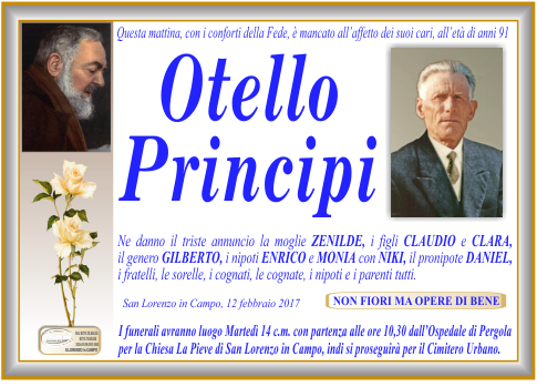 manifesto funebre di Principi Otello