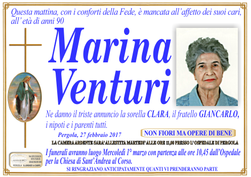 manifesto funebre di Venturi Marina