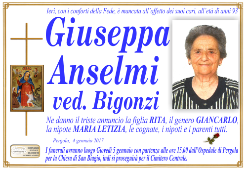 manifesto funebre di Anselmi Giuseppa