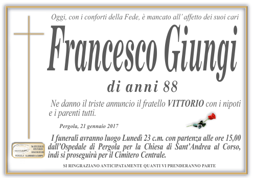 manifesto funebre di Giungi Francesco