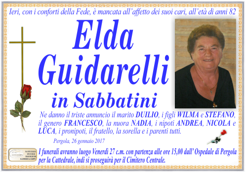 manifesto funebre di Guidarelli Elda